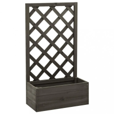  szürke tömör fenyőfa rácsos kerti ültetőláda 50x25x90 cm kerti tárolás