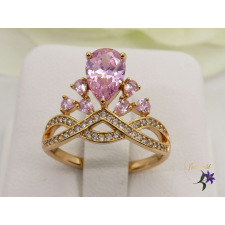  Szysi antiallergén tiara formájú cirkónia köves gyűrű 18K - rózsaszín gyűrű