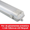  T8 por-, és páramentes armatúra + 2 db 120 cm-es LED fénycső (hideg fehér)