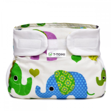 T-tomi Ortopédiai pamut terpeszpelenka, zöld elefántok (5-9 kg) mosható pelenka