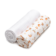 T-tomi prémium minőségű BIO muszlin textil pelenka, Szivárvány, 2db mosható pelenka