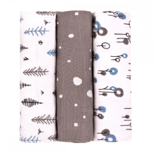 T-tomi prémium minőségű tetra textil pelenka, 70x70cm, szürke fák, 3db mosható pelenka