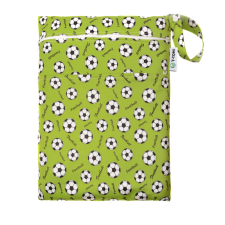 T-tomi vízálló PUL pelenkatároló zsák két zsebbel, Foci mosható pelenka