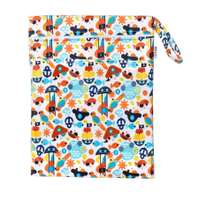 T-tomi vízálló PUL pelenkatároló zsák két zsebbel, Tengerész mosható pelenka