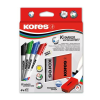  Tábla- és flipchart marker készlet mágneses táblatörlő szivaccsal, 3-5 mm, vágott, KORES "XW2", 4 különböző szín