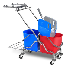 - Takarítókocsi fém vázas 2x25 L vödrös + prés + szemeteskosár tartó takarító és háztartási eszköz