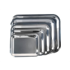 . Tálca, szögletes, rozsdamentes acél, krómozott, 35x28cm