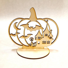  Talpas tök formájú disz szellemkastély denevérekkel. Mérete: 200x175 mm dekorációs kellék