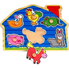  Tanyasi állatok 6 darabos fa puzzle (24848) puzzle, kirakós