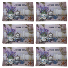 Tányértartó szett asztaltálaláshoz, modell Pufo Lavender world, 6 db konyhai eszköz