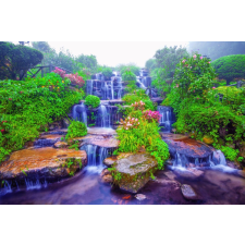  Tapéta Cascada50 Vízesés a kertben virágokkal, 350 x 200 cm tapéta, díszléc és más dekoráció
