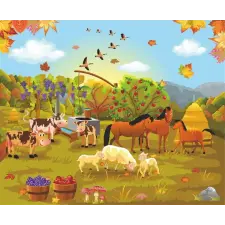  Tapéta Háziállatok, gyerekrajzok, 300 x 200 cm tapéta, díszléc és más dekoráció