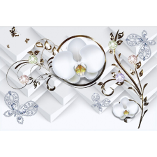  Tapéta Orchideák pillangóval, 350 x 200 cm tapéta, díszléc és más dekoráció