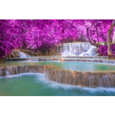  Tapéta Vízesés, rózsaszín erdő, Laosz, 400 x 250 cm tapéta, díszléc és más dekoráció