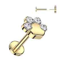  Tappancs Alakú Titánium Egyenesszárú Labret Piercing Fehér Színű Cirkónia Kővel egyéb ékszer