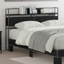  Tároló fejtámla polcokkal tárolóval Musta tammi 135 cm Faanyag ágy és ágykellék