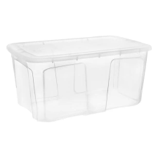 Tárolódoboz, fedéllel, műanyag, 110 literes, átlátszó, 110 literes űrtartalommal bútor