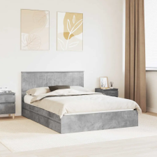  Tárolós Ágy fejtámlával Beton Szürke 135 x 190 cm Faanyag ágy és ágykellék