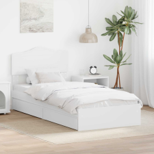  Tárolós Ágy fejtámlával fiókkal Fehér 75 x 190 cm Faanyag ágy és ágykellék