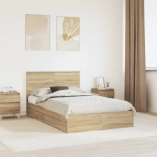  Tárolós Ágy fejtámlával Sonoma tölgy 135 x 190 cm Faanyag ágy és ágykellék