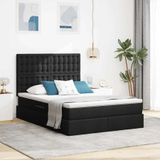  Tárolós Ágy matracmal fejtámlával Fekete 140 x 190 cm Műbőr ágy és ágykellék
