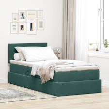  Tárolós Ágy matracmal fejtámlával Sötétzöld 90 x 200 cm Bársony ágy és ágykellék