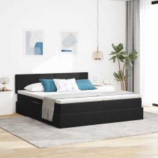  Tárolós Ágy matracmal fejtámlával tárolóval Fekete 90 x 200 cm ágy és ágykellék