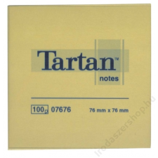 TARTAN Öntapadó jegyzettömb, 76x76 mm, 100 lap, 12 tömb/cs, TARTAN, sárga (LPT7676) jegyzettömb