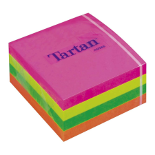 TARTAN Öntapadó jegyzettömb, 76x76 mm, 400 lap, TARTAN, vegyes neon színek post-it