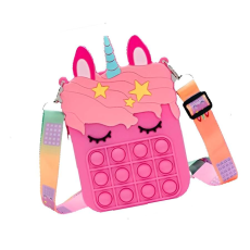  Táska kislányoknak, ZEQAS, Unicorn POP IT modell, kiváló minőségű Push Bubble szilikonból, piros, mérete 8.5x13.5x4CM
