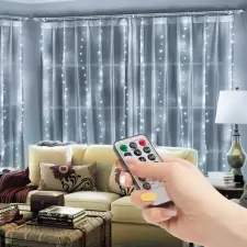  Távirányítós fényfüggöny - 300 db LED-del - - hidegfehér világítás