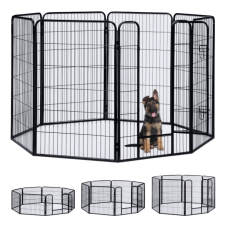 Tech Kutyakenel, kölyökállat kisállat kifutó karám 8 oldalú könnyű szerelés 120cm magas szürke szállítóbox, fekhely kutyáknak