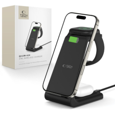 Tech-Protect A36 3in1 vezeték nélküli töltő mobil / Apple Watch / AirPods 15W, fekete okosóra kellék