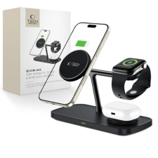 Tech-Protect A45 MagSafe vezeték nélküli töltő mobil / Apple Watch / AirPods 15W, fekete okosóra kellék