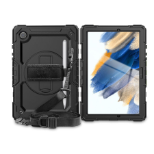 Tech-Protect Samsung X200/X205 Galaxy Tab A8 10.5 ütésálló tablet tok 360 fokos védelemmel, 4H kijelzővédő üveggel - Tech-Protect Solid - fekete (ECO csomagolás) tablet tok