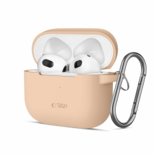 Tech-Protect szilikon horgos tok Apple AirPods 3-hoz - bézs fülhallgató, fejhallgató tok