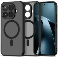 Tech-Protect Telefontok Xiaomi 17T - Tech-Protect Magmat MagSafe kompatibilis áttetsző műanyag hátlap tok, fekete szilikon kerettel tok és táska