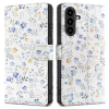 Tech-Protect Wallet Samsung Galaxy A57 flip / kinyitható tok, virág minta, fehér