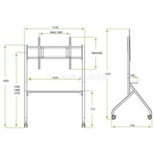 Techly ICA-TR53LB gurulós padlóállvány 65-100" LCD/LED kijelzőhöz (TECHLY_ICA-TR53LB) tv állvány és fali konzol