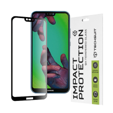 TECHSUIT - 111D teljes burkolat / teljes ragasztós üveg - Huawei P20 Lite - fekete (KF235594) mobiltelefon kellék