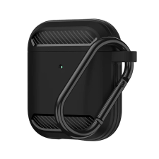 TECHSUIT AirPods 1/AirPods 2 tok – Techsuit Carbon Silicone – fekete fülhallgató, fejhallgató tok