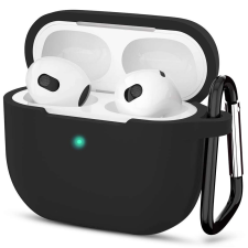 TECHSUIT - szilikon tok - Apple AirPods 3-hoz, sima ultravékony anyag - fekete fülhallgató, fejhallgató tok