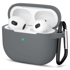 TECHSUIT - szilikon tok - Apple AirPods 3-hoz, sima ultravékony anyag - szürke fülhallgató, fejhallgató tok
