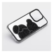 Teddy Bear iPhone 13 Pro csillogó köves tok fehér-fekete (101199) (101199) tok és táska