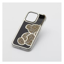 Teddy Bear iPhone 16 csillogó köves tok fekete-aranyszínű (101221) (101221) tok és táska