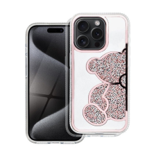 Teddy Bear iPhone 16 csillogó köves tok, rózsaszín tok és táska