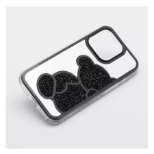Teddy Bear iPhone 16 Pro csillogó köves tok fehér-fekete (101222) tok és táska