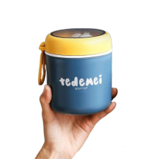 Tedemei kiömlésgátló ételhordó, összecsukható kanállal 530 ml - Kék/sárga papírárú, csomagoló és tárolóeszköz