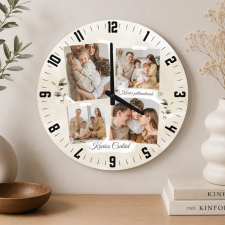 TeeInBlue Egyedi fényképes falióra kollázs 4 fotóval Falióra / fehér / 20 cm falióra