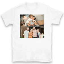 TeeInBlue Egyedi fényképes póló 2 képpel Póló / fehér / 2XL ajándéktárgy